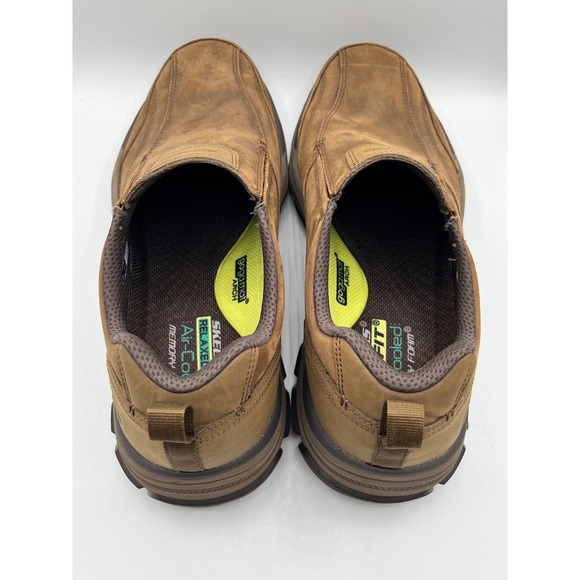 Skechers Relaxed Fit Men Sz 14 Brown Leather Slip On Goodyear Shoes 204436 DSRT main image 5